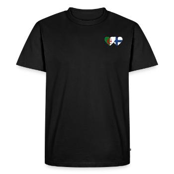 Algérie Finlande Drapeau Coeur - T-shirt Premium bio Homme - noir - Devant - Nico (187cm)