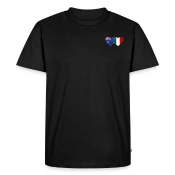 Australie Italie Drapeau Coeur - T-shirt Premium bio Homme - noir - Devant - Nico (187cm)