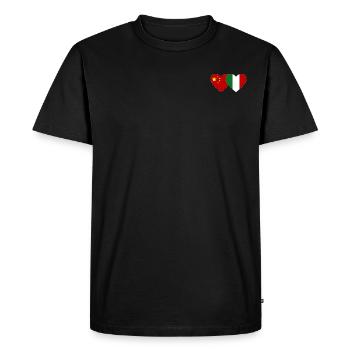Chine Italie Drapeau Coeur - T-shirt Premium bio Homme - noir - Devant - Nico (187cm)