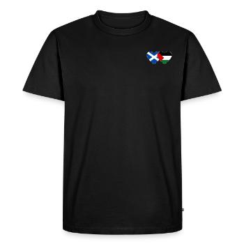Ecosse Palestine drapeau coeur - T-shirt Premium bio Homme - noir - Devant - Nico (187cm)