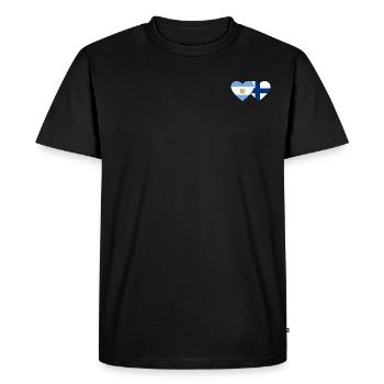 Argentine Finlande Drapeau Coeur - T-shirt Premium bio Homme - noir - Devant - Nico (187cm)