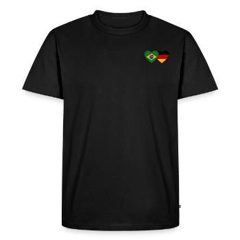Brésil Allemagne Drapeau Coeur - T-shirt Premium bio Homme - noir - Devant - Nico (187cm)