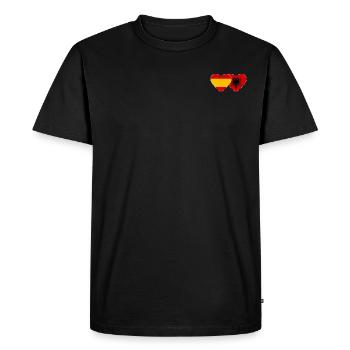 Espagne Albanie Drapeau Coeur - T-shirt Premium bio Homme - noir - Devant - Nico (187cm)