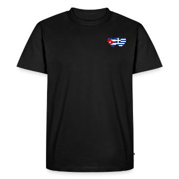 Cuba Greece Flag Heart - Men's Premium Organic T-Shirt - black - Front - Nico (187cm)