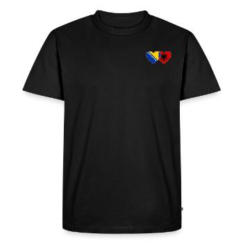 Bosnie Albanie Drapeau Coeur - T-shirt Premium bio Homme - noir - Devant - Nico (187cm)