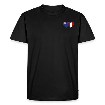 Nouvelle-Zélande Pérou Drapeau Coeur - T-shirt Premium bio Homme - noir - Devant - Nico (187cm)