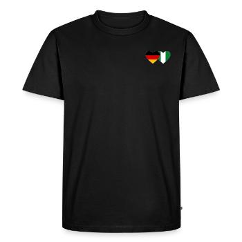 Allemagne Nigeria Drapeau Coeur - T-shirt Premium bio Homme - noir - Devant - Nico (187cm)
