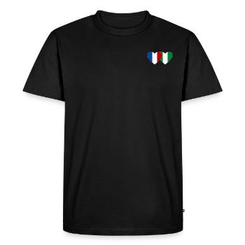 Drapeau France Nigeria Cœur - T-shirt Premium bio Homme - noir - Devant - Nico (187cm)