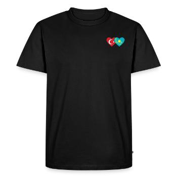 Turkey Kazakhstan Flag Heart - Men's Premium Organic T-Shirt - black - Front - Nico (187cm)