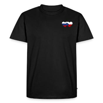 Russie République tchèque Drapeau coeur Drapeau - T-shirt Premium bio Homme - noir - Devant - Nico (187cm)