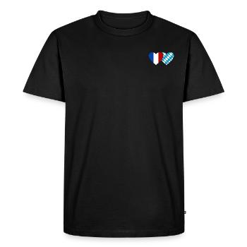 France Bavaroise Drapeau Coeur - T-shirt Premium bio Homme - noir - Devant - Nico (187cm)