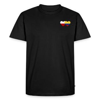 Poland Colombia Flag Heart Used - Men's Premium Organic T-Shirt - black - Front - Nico (187cm)