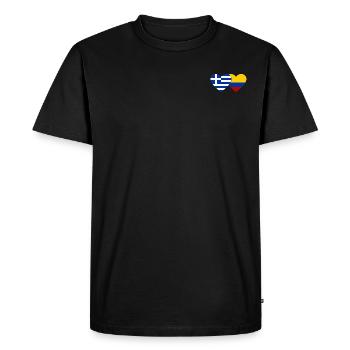 Grèce Colombie Drapeau Coeur - T-shirt Premium bio Homme - noir - Devant - Nico (187cm)