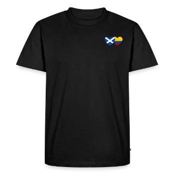Ecosse Colombie Drapeau Coeur - T-shirt Premium bio Homme - noir - Devant - Nico (187cm)