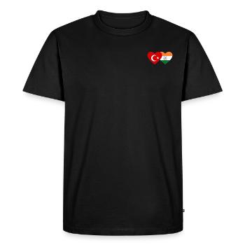 Turquie Inde Drapeau Coeur - T-shirt Premium bio Homme - noir - Devant - Nico (187cm)