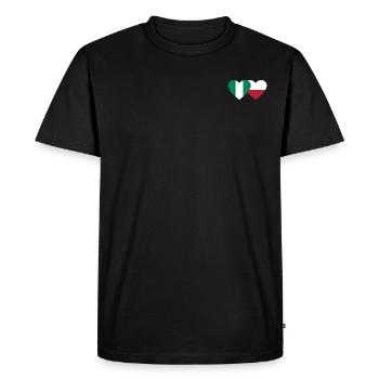 Nigeria Pologne Drapeau Coeur - T-shirt Premium bio Homme - noir - Devant - Nico (187cm)