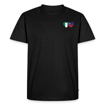 Nigeria Liechtenstein Drapeau Coeur - T-shirt Premium bio Homme - noir - Devant - Nico (187cm)