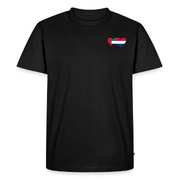 Émirats arabes unis Hollande Drapeau Coeur - T-shirt Premium bio Homme - noir - Devant - Nico (187cm)