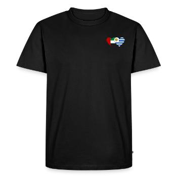 Émirats arabes unis Uruguay Drapeau Coeur - T-shirt Premium bio Homme - noir - Devant - Nico (187cm)