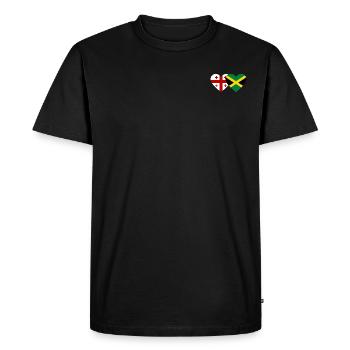 Géorgie Jamaïque Drapeau Coeur - T-shirt Premium bio Homme - noir - Devant - Nico (187cm)