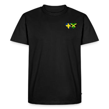 Suède Jamaïque Drapeau Coeur - T-shirt Premium bio Homme - noir - Devant - Nico (187cm)