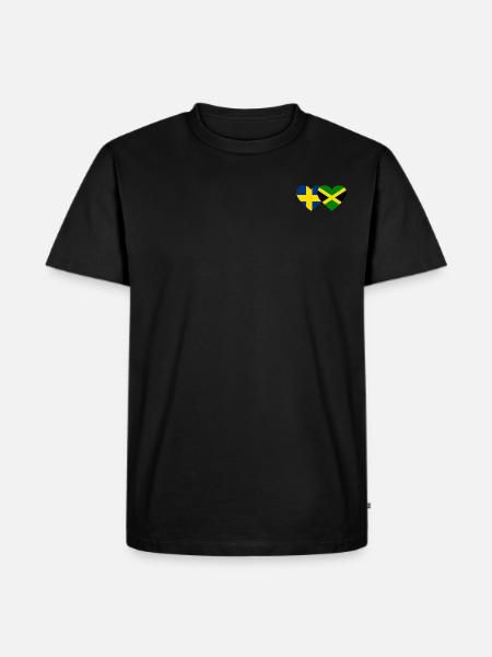 Sweden Jamaica Flag Heart - Men's Premium Organic T-Shirt - black