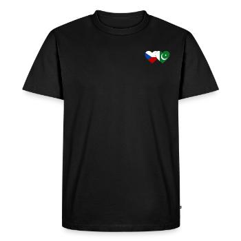 République tchèque Pakistan Drapeau Coeur - T-shirt Premium bio Homme - noir - Devant - Nico (187cm)