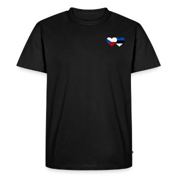 République tchèque Estonie Drapeau Coeur - T-shirt Premium bio Homme - noir - Devant - Nico (187cm)