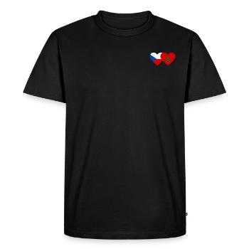 République tchèque Maroc Drapeau Coeur - T-shirt Premium bio Homme - noir - Devant - Nico (187cm)