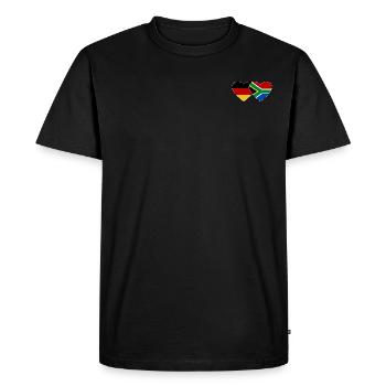 Allemagne Afrique du Sud Drapeau Mains Coeur Forme - T-shirt Premium bio Homme - noir - Devant - Nico (187cm)