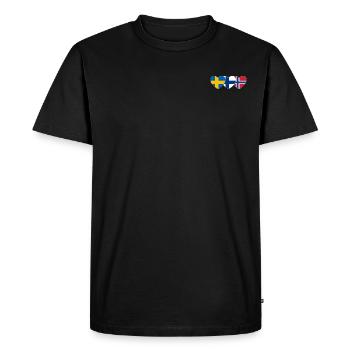 Suède Finlande Norvège Drapeau Cœur - T-shirt Premium bio Homme - noir - Devant - Nico (187cm)