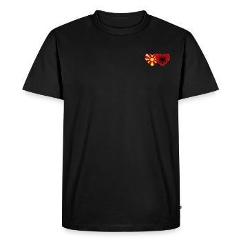 Macédoine Albanie Drapeau Coeur - T-shirt Premium bio Homme - noir - Devant - Nico (187cm)