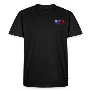 Nouvelle-Zélande Albanie Drapeau Coeur Utilisé - T-shirt Premium bio Homme - noir - Devant - Nico (187cm)