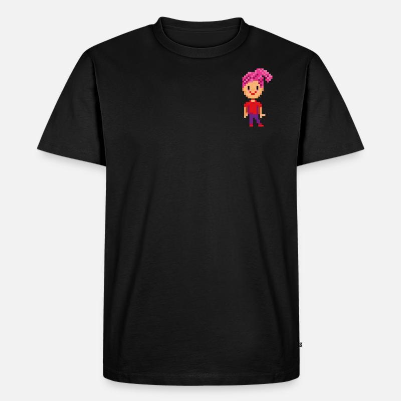 PIXELFIGUR PINK-ROT - Männer Premium Bio T-Shirt - Schwarz