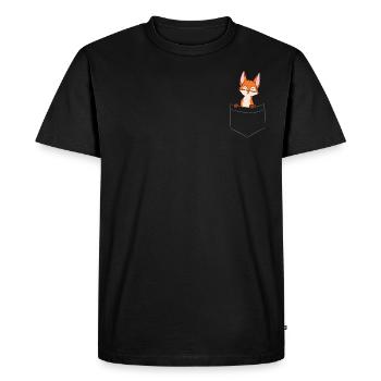 Fox - In chest pocket / shirt pocket - Men's Premium Organic T-Shirt - black - Front - Nico (187cm)
