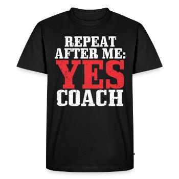 Idée de cadeau entraîneur professeur de sport - T-shirt Premium bio Homme - noir - Devant - Nico (187cm)