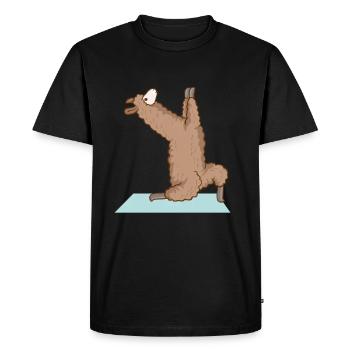 Alpagas lama Yoga Sport Drôle Gymnastique - T-shirt Premium bio Homme - noir - Devant - Nico (187cm)