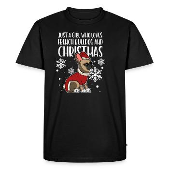 Bouledogue Français Noël Père Noël Cadeau de Noël - T-shirt Premium bio Homme - noir - Devant - Nico (187cm)