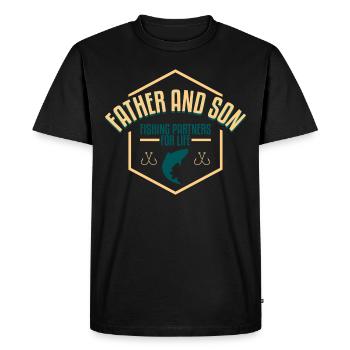 Pêche père et fils - T-shirt Premium bio Homme - noir - Devant - Nico (187cm)