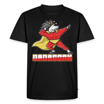Father's Day Dad Daddy Super Unicorn Gift - Men's Premium Organic T-Shirt - black - Front - Nico (187cm)