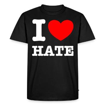 J'aime la haine - T-shirt Premium bio Homme - noir - Devant - Nico (187cm)