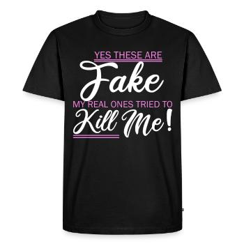 Breast Cancer Defeat Cancer Saying - Men's Premium Organic T-Shirt - black - Front - Nico (187cm)