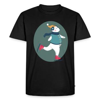 Polar bear skating Christmas - Men's Premium Organic T-Shirt - black - Front - Nico (187cm)