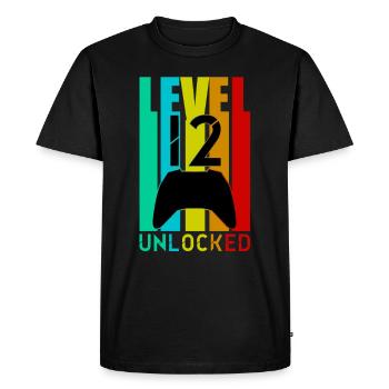 12 Anniversaire Gamer Niveau 12 Débloqué - T-shirt Premium bio Homme - noir - Devant - Nico (187cm)