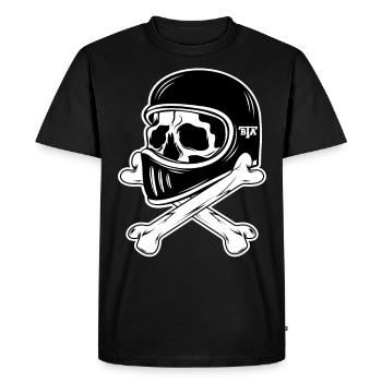 Crâne de motard rétro moto - T-shirt Premium bio Homme - noir - Devant - Nico (187cm)