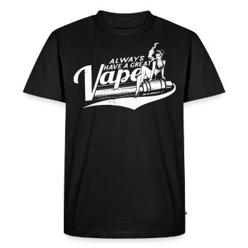 vape shirt with sexy pin up woman and rechargeable battery - Men's Premium Organic T-Shirt - black - Front - Nico (187cm)