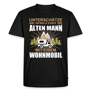 Alter Mann mit Wohnmobil Opa Rentner - Männer Premium Bio T-Shirt - Schwarz - Vorne - Nico (187cm)