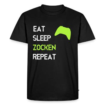 Eat Sleep Zocken Repeat Gamer Gaming Jeux vidéos - T-shirt Premium bio Homme - noir - Devant - Nico (187cm)