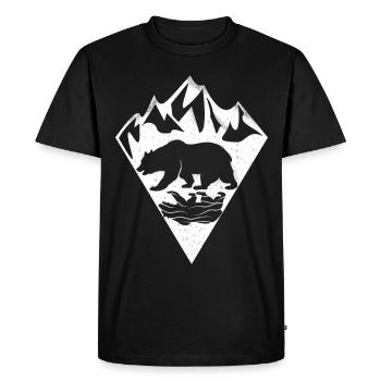 Paysage de montagnes d'ours - T-shirt Premium bio Homme - noir - Devant - Nico (187cm)