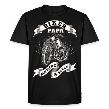 Biker Dad with heart and soul - Men's Premium Organic T-Shirt - black - Front - Nico (187cm)